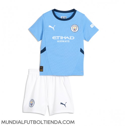 Camiseta Manchester City Primera Equipación Replica 2024-25 para niños mangas cortas (+ Pantalones cortos)